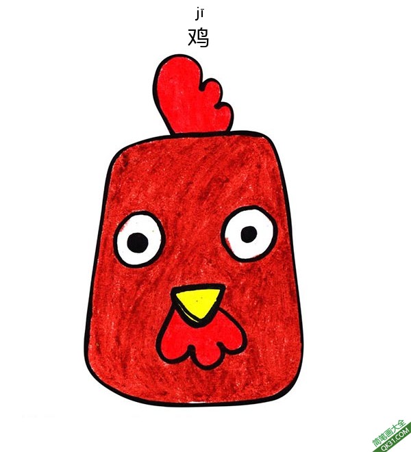 如何给孩子画鸡脸Chicken Face|简笔画|素描|涂鸦|涂颜色