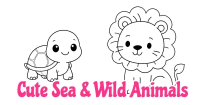 Cute Sea & Wild Animals Coloring Pages Collection