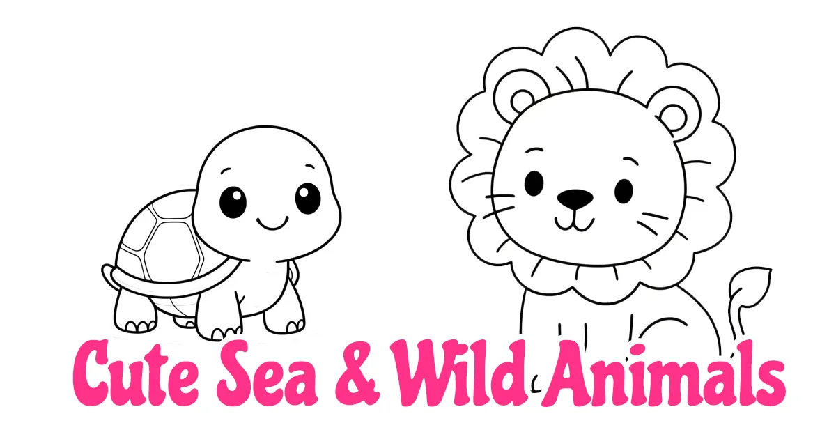 Cute Sea & Wild Animals Coloring Pages