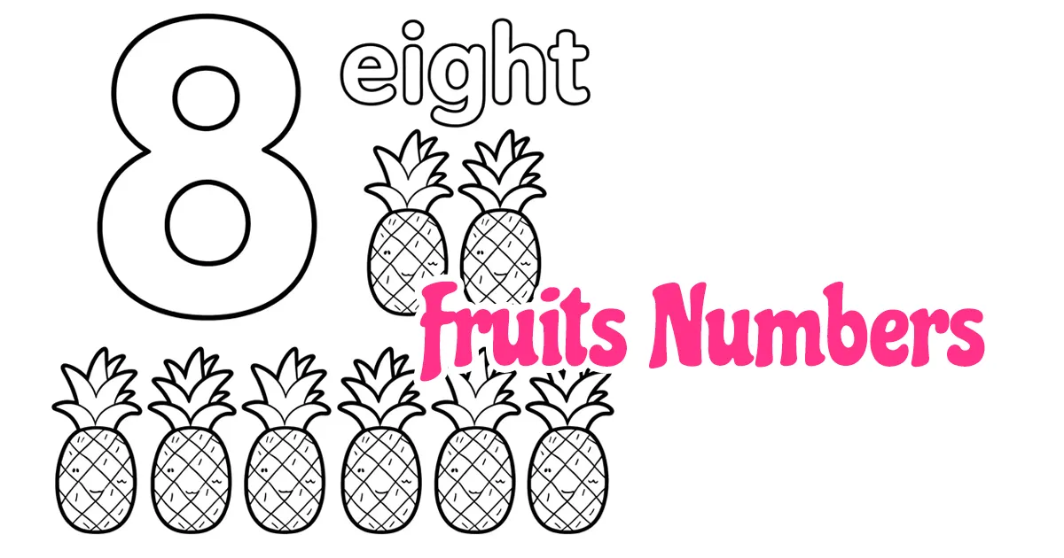 Fruits Numbers Coloring Pages