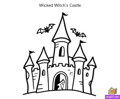 Free printable Wicked Witch's Castle Coloring Page | Wizard of Oz Scene coloring page
