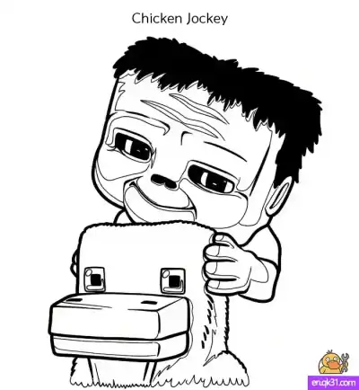 Free printable Chicken Jockey from Minecraft Movie – Free Coloring Page & Easy Drawing Guide coloring page