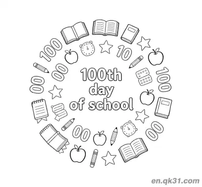 Free printable 100th Day of School Coloring Page with Detailed Circular Border coloring page