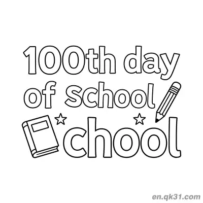 Free printable 100th Day of School Coloring Page with Double Text and Stars coloring page