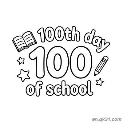 Free printable 100th Day of School Coloring Page with Stars and Large 100 100 coloring page