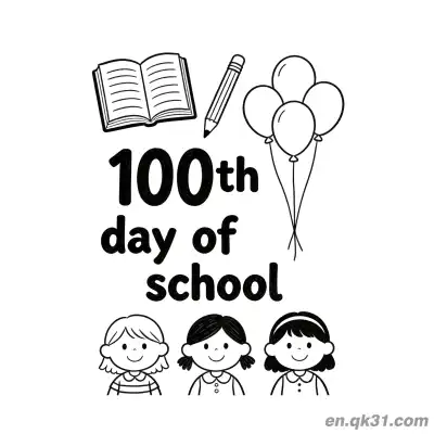 Free printable 100th Day of School Coloring Page with Three Girls and Balloons coloring page
