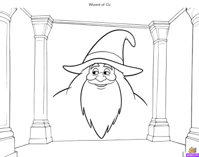 Free printable The Wizard of Oz Coloring Page - Printable Wizard Portrait coloring page