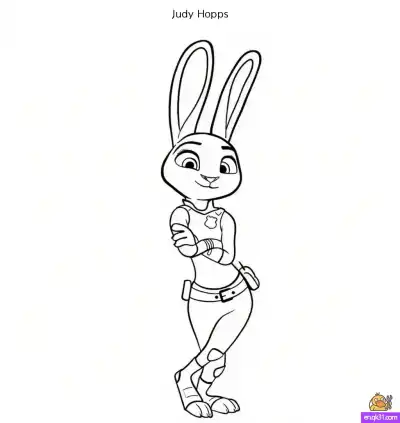 Free printable Judy Hopps Zootopia Coloring Page – Brave Bunny Police Officer coloring page