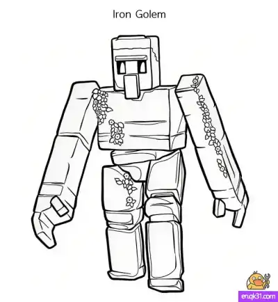 Free printable Draw Minecraft Movie’s Iron Golem – Easy Tutorial + Free Coloring Page for Kids coloring page