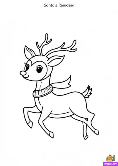 Free printable Free Christmas Coloring Pages: Santa's Reindeer Printable Fun coloring page