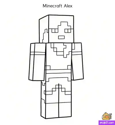 Free printable Free Alex from Minecraft Coloring Pages – Printable Pixel Art for Kids coloring page