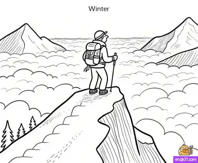 Free printable Mountain Hiker Coloring Page: Reach the Summit coloring page