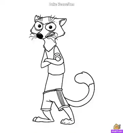 Free printable Duke Weaselton Weasel Zootopia Coloring Page – Fierce Small Mammal Pose coloring page