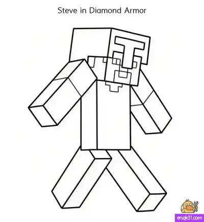 Free printable Draw Minecraft’s Steve in Diamond Armor – Beginner-Friendly Guide + Free Coloring Page coloring page