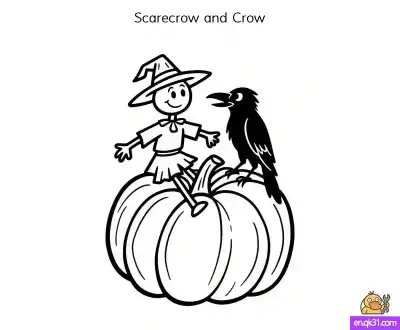Free printable Scarecrow and Crow Coloring Page | The Wizard of Oz coloring page