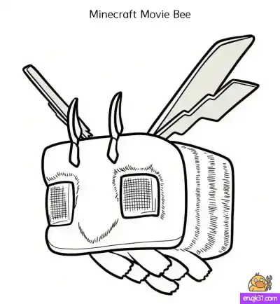 Free printable How to Draw Minecraft Movie Bee – Free Stylized Coloring Page Tutorial coloring page