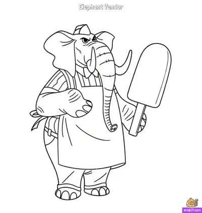 Free printable Elephant Vendor Jerry Jumbeaux Zootopia Coloring Page – Popsicle Shop Scene coloring page
