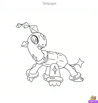 Free printable Terapagos Normal Form Pokémon Coloring Page – Free Star-Tailed Fantasy Creature coloring page