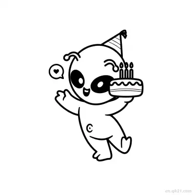 Free printable Alien Birthday Celebration Coloring Page coloring page