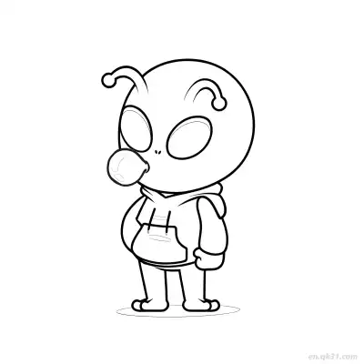 Free printable Alien Blowing Bubblegum Coloring Page coloring page