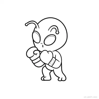 Free printable Alien Boxing Pose Coloring Page coloring page