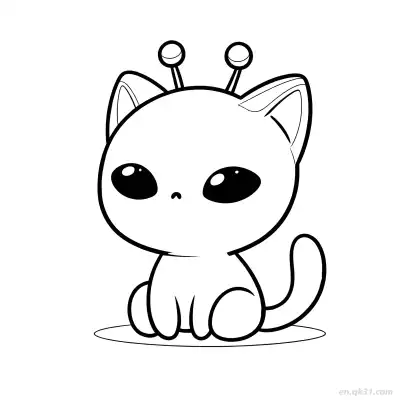 Free printable Alien Cat Sitting Coloring Page coloring page