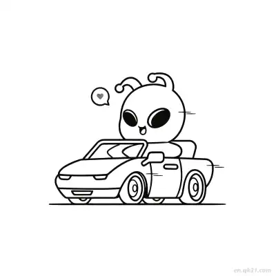 Free printable Alien Driving Convertible Coloring Page coloring page