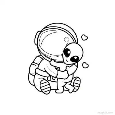 Free printable Alien Hugging Astronaut Coloring Page coloring page