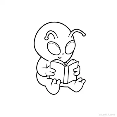 Free printable Alien Reading Book Coloring Page coloring page