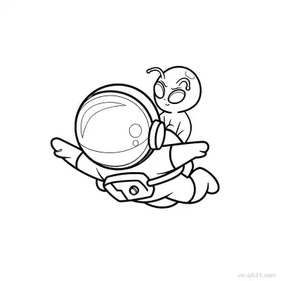 Free printable Alien Riding Astronaut Coloring Page coloring page