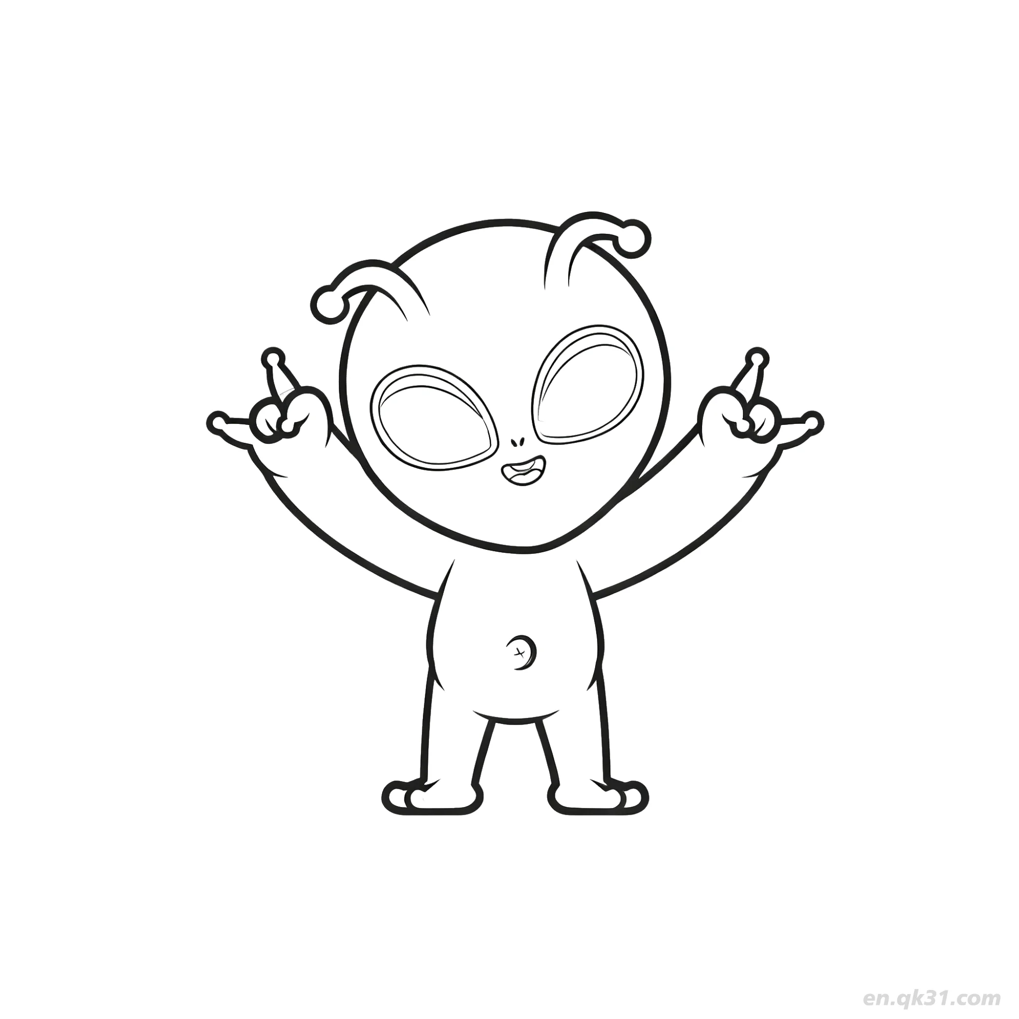 Alien Rock Gesture with Belly Button Coloring Page – Free Printable Coloring Page for Kids and Adults