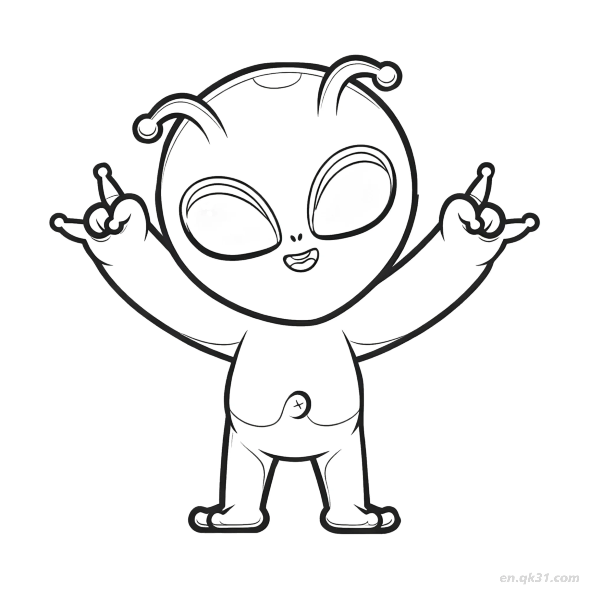 Alien Rock On Gesture Coloring Page – Free Printable Coloring Page for Kids and Adults