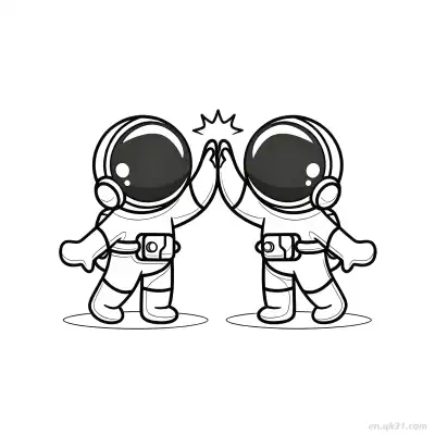 Free printable Astronaut High Five Teamwork Coloring Page coloring page