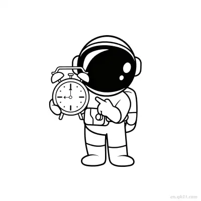 Free printable Astronaut Holding Alarm Clock Coloring Page coloring page