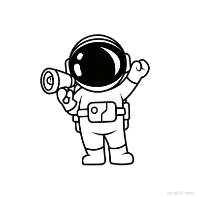 Free printable Astronaut Holding Scroll and Fist Up Coloring Page coloring page