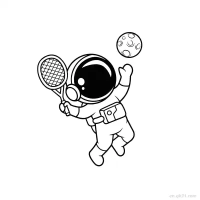 Free printable Astronaut Playing Space Tennis Coloring Page coloring page