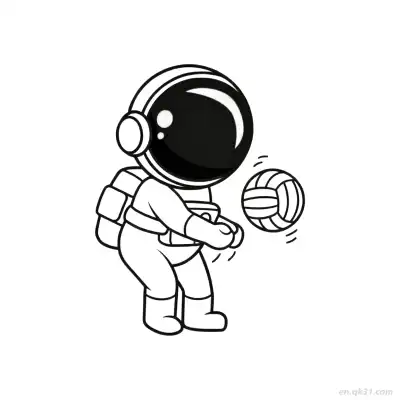 Free printable Astronaut Playing Volleyball Coloring Page coloring page