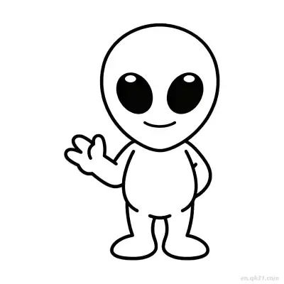 Free printable Friendly Alien Waving Coloring Page coloring page