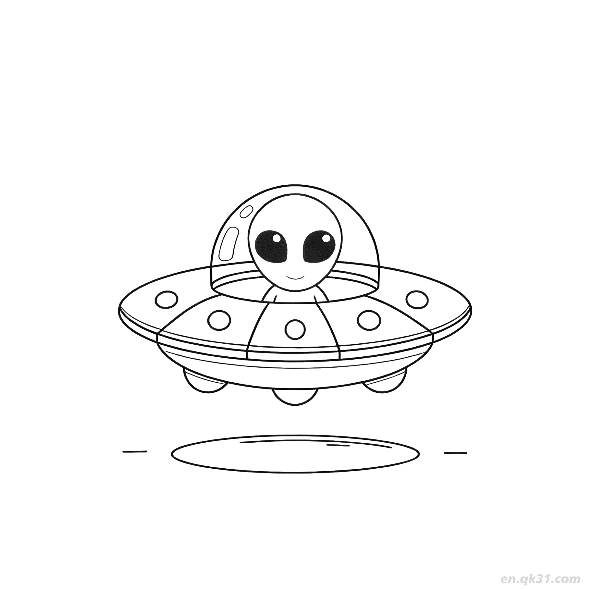 Smiling Alien Inside UFO Coloring Page – Free Printable Coloring Page for Kids and Adults