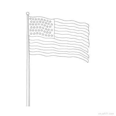 Free printable American Flag on Flagpole Simple Lines Coloring Page V2 2 coloring page