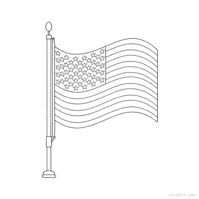 Free printable American Flag on Flagpole with Base Coloring Page V2 2 coloring page