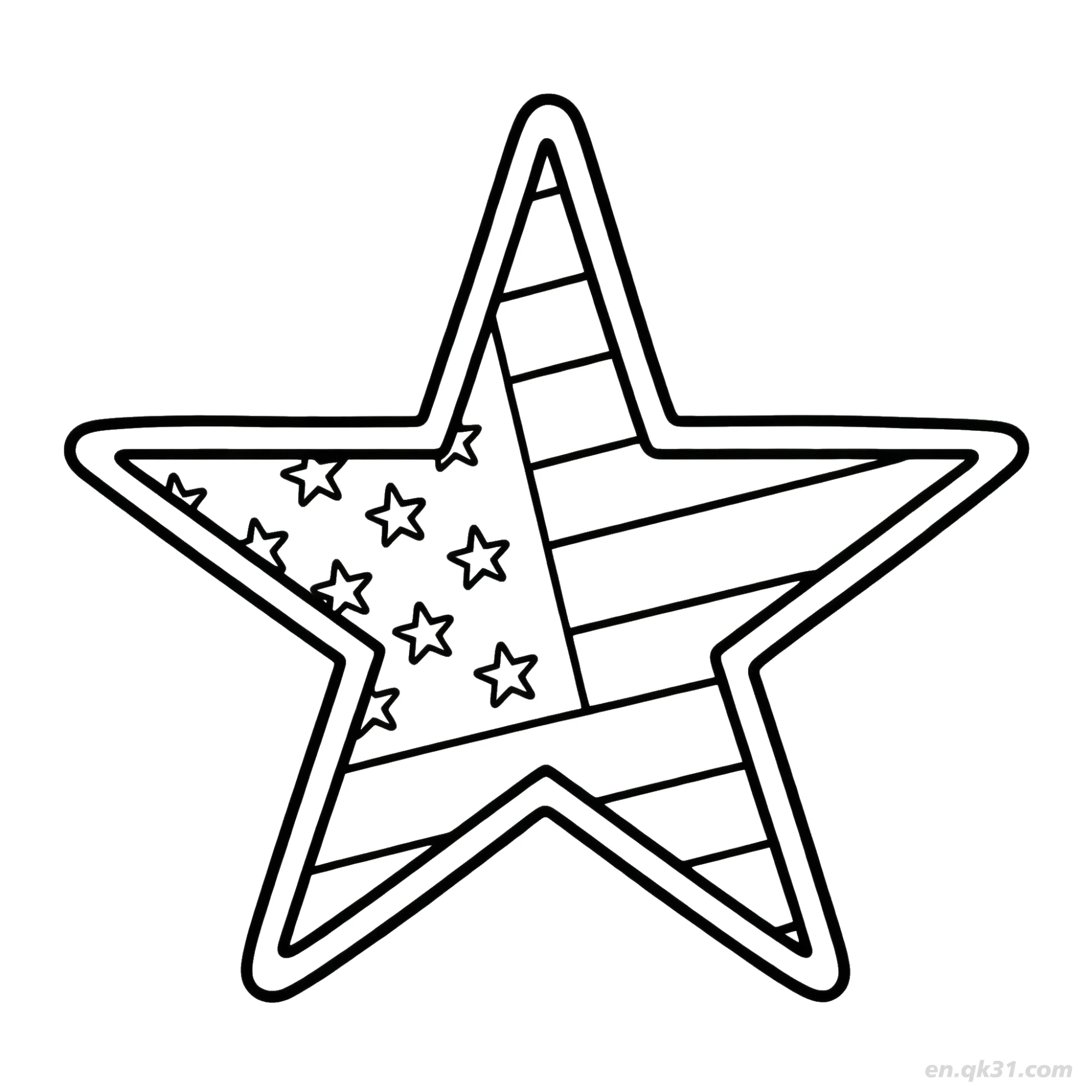 American Flag Star Shape Coloring Page  – Free Printable Coloring Page for Kids and Adults