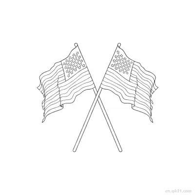 Free printable Crossed American Flags Coloring Page  coloring page