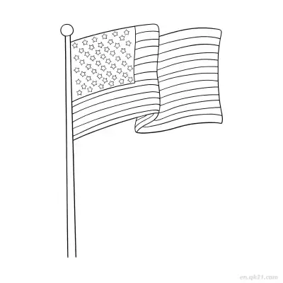 Free printable Flying American Flag on Flagpole Coloring Page  coloring page