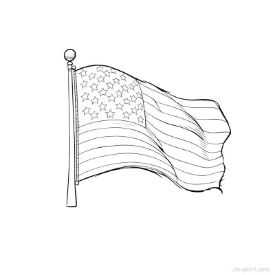 Free printable Hand Drawn Detail Waving US Flag Coloring Page V2 2 coloring page
