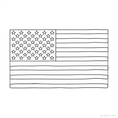 Free printable Hand Drawn US Flag Horizontal Coloring Page  coloring page