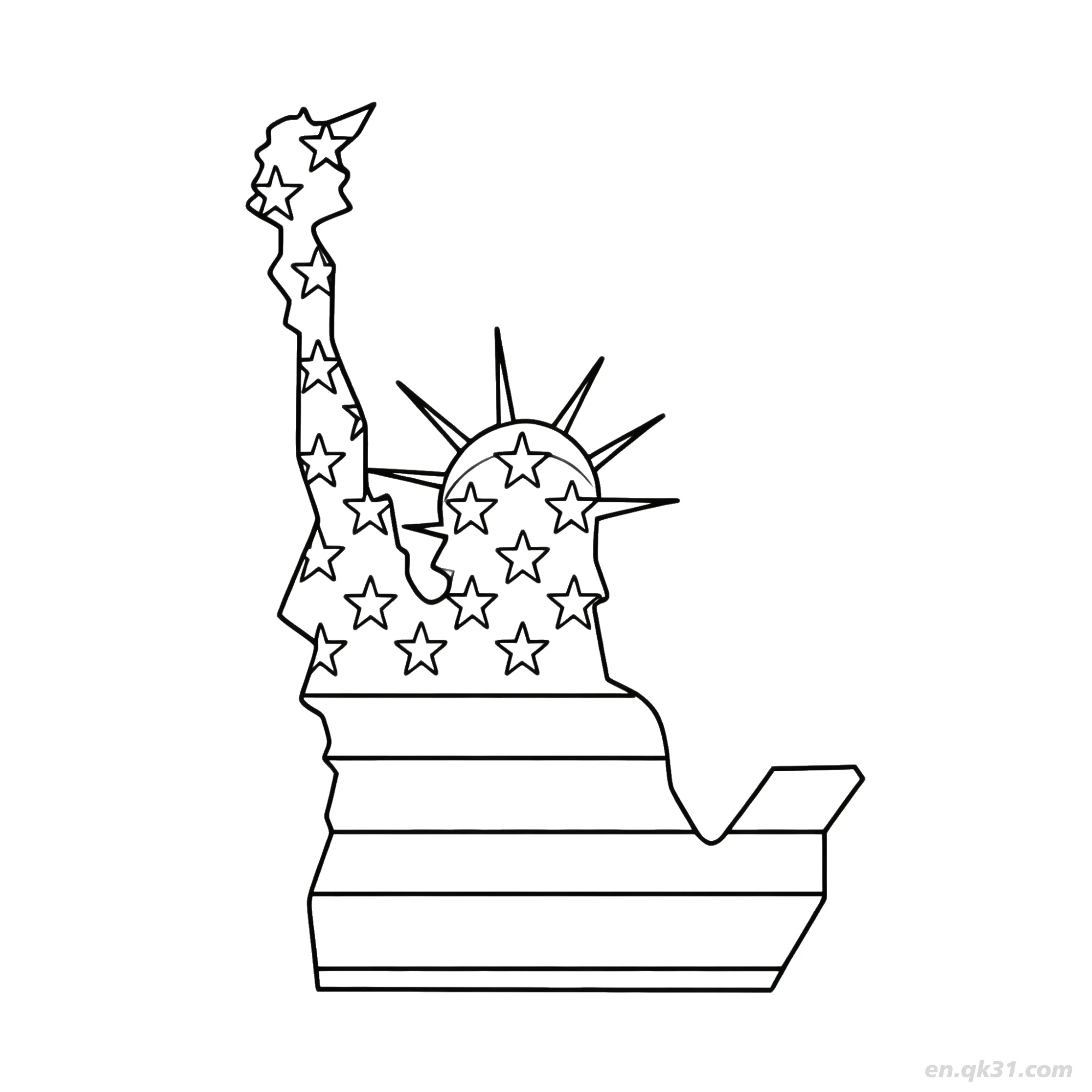 Statue of Liberty Silhouette Flag Coloring Page V2 2 – Free Printable Coloring Page for Kids and Adults