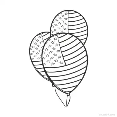 Free printable Two American Flag Balloons Coloring Page  coloring page