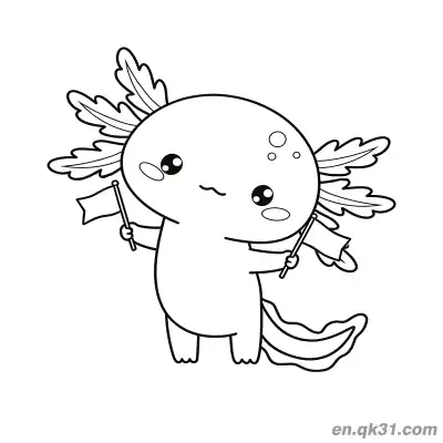 Free printable Axolotl with Two Flags Coloring Page coloring page