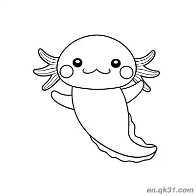 Free printable Axolotl Swimming with Open Arms Coloring Page coloring page